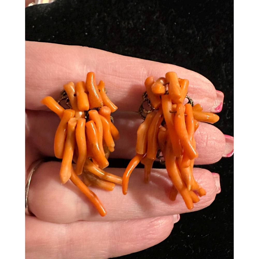 1940's Branch Coral Screw Back Earrings